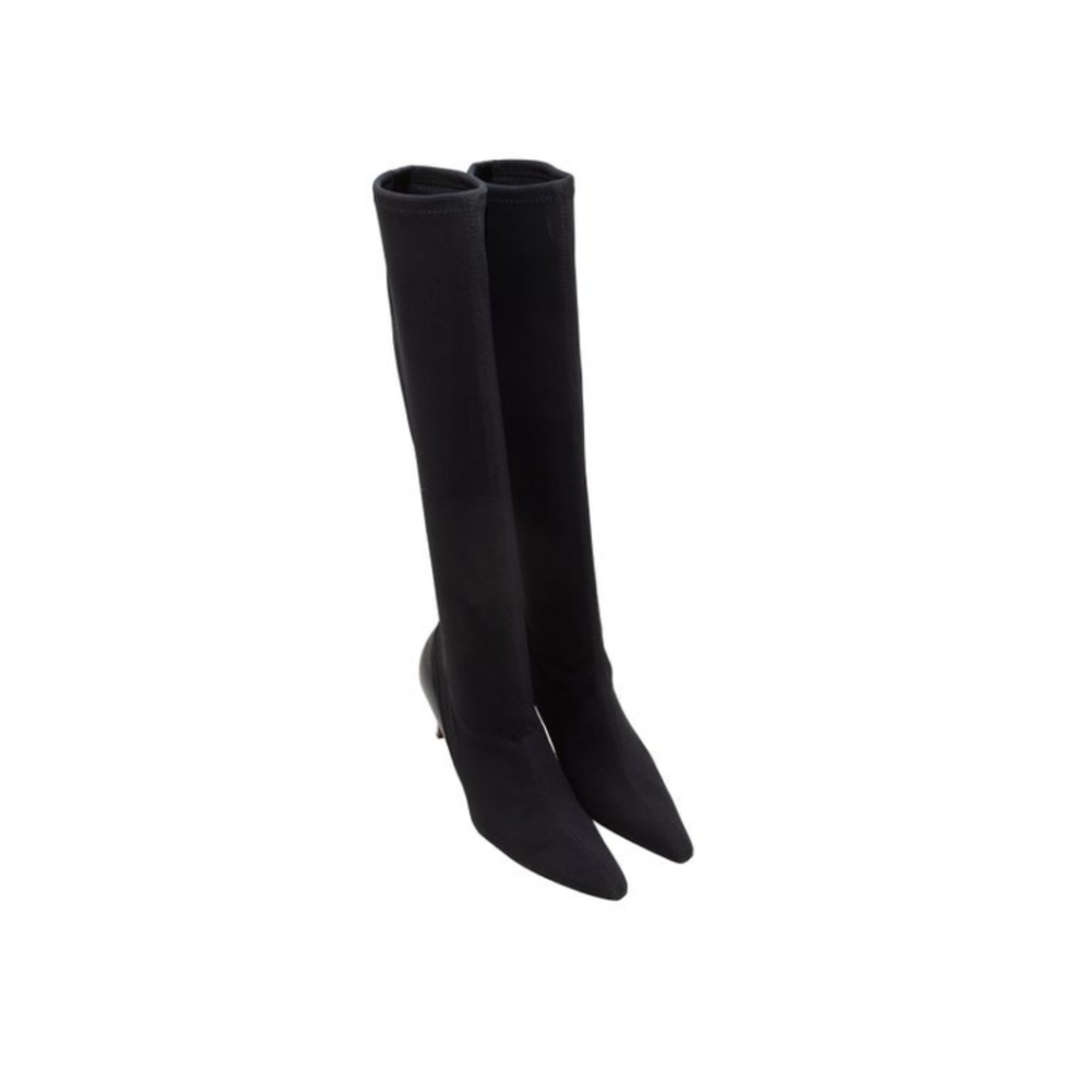 🖤 EUC Gucci Brand Ladies Neoprene/Leather Knee High Pointed Toe Heeled Boots, 9 - Picture 2 of 7